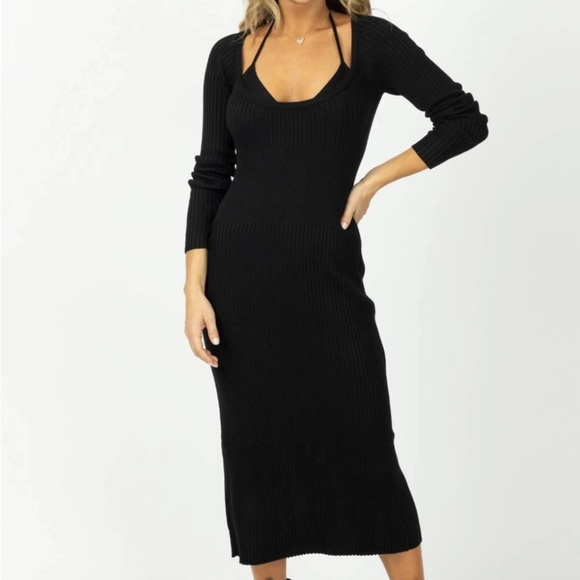 MABLE Beige Ribbed Knit Dress with Matching Top - Picture 4 of 4